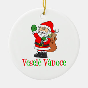 Vesele Vanoce tschechisches Weihnachten Sankt Keramik Ornament