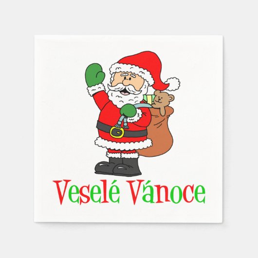 Vesele Vanoce Tschechisches Weihnachtsfest Santa N Serviette (Vorderseite)