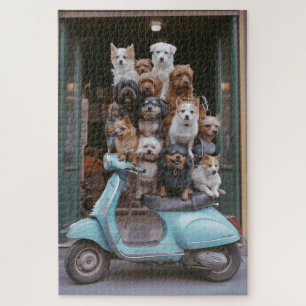 Vespa-Abenteuer mit Welpen Puzzle