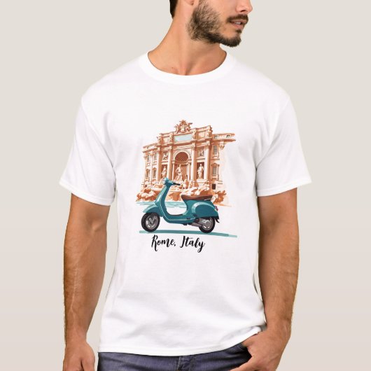 Vespa vor dem Trevi-Brunnen in Rom T-Shirt (Vorderseite)