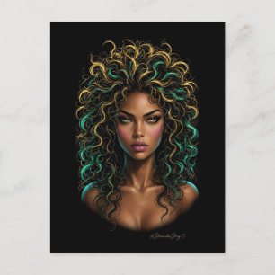 Vespera Kane Couture Gold & Teal Locken Postkarte