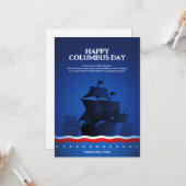 Vessels on Blue Background | Columbus Day Greeting Karte (Vorderseite/Rückseite Beispiel)