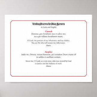 Vesting Prayers for Altar Servers (Cassock) Poster