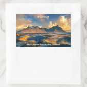 Vestrahorn-Gebirge mit benutzerdefiniertem Text, I Rechteckiger Aufkleber (Tasche)