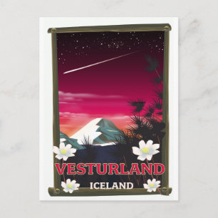 Vesturland Island Reiseplakat Postkarte