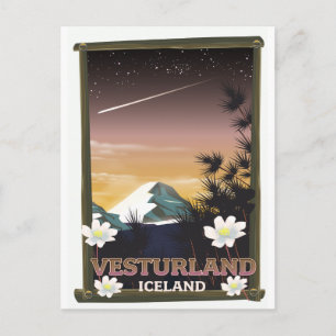 Vesturland Island Reiseplakat Postkarte