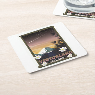 Vesturland Island Reiseplakat Rechteckiger Pappuntersetzer