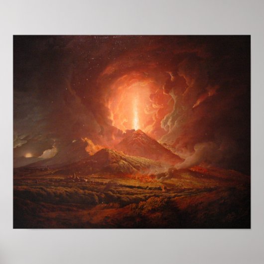 Vesuv aus Portici, Joseph Wright von Derby Poster (Vorne)