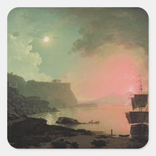 Vesuv aus Posillipo, c.1788 (Öl auf Tafel) Quadratischer Aufkleber