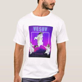 Vesuv Katze 9 Lives Funny Neon T - Shirt Unisex