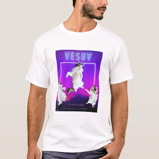 Vesuv Katze 9 Lives Funny Neon T - Shirt Unisex (Vorderseite)