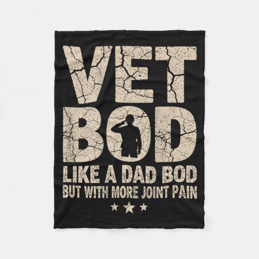 Vet Bod Like A Dad Bod Funny Military Veteran Dad  Fleecedecke (Vorderseite)
