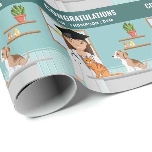 Vet DVM Abschluss Geschenkpapier (Rolleneckpunkt)