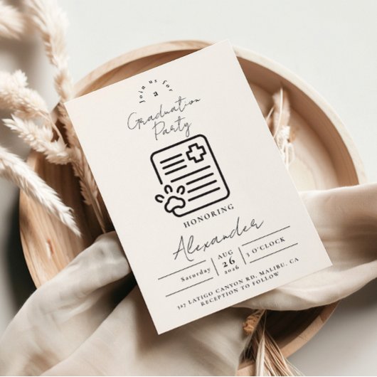 Vet Med Paw Syringe Graduation Party Einladung