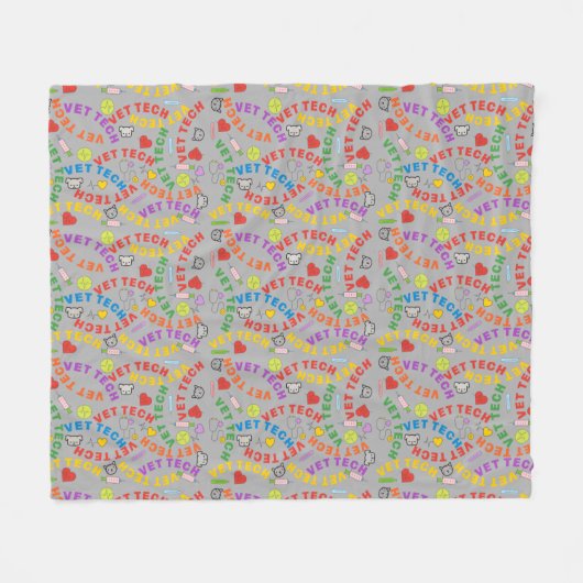 Vet Tech farbenfrohe Buchstaben Fleecedecke (Vorderseite (Horizontal))