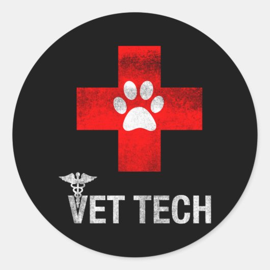 Vet Tech gestörte Style Vet Tech Runder Aufkleber (Vorderseite)