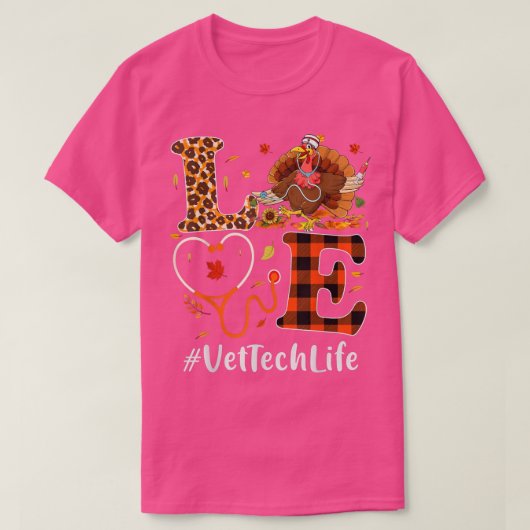 Vet Tech Liebe Erntedank Leopard Stethoscope Fun T-Shirt (Design vorne)