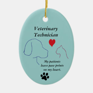 Vet Tech - Personalisierte Paw Prints im Herzen #2 Keramikornament