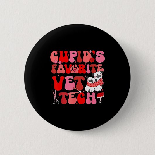 Vet Tech Valentines Day Veterinary Vet Student Vet Button (Vorderseite)