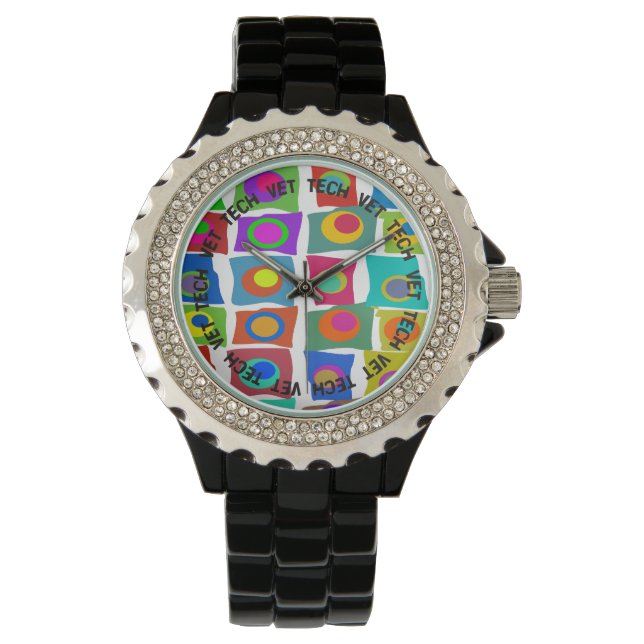 Vet Tech Watch Funky Abstract Design Armbanduhr (Vorderseite)
