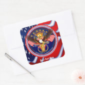 Veteran Anpassen der Hintergrundfarbe für Bearbeit Quadratischer Aufkleber (Umschlag)