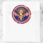 Veteran Anpassen der Hintergrundfarbe für Bearbeit Runder Aufkleber (Tasche)