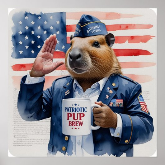 Veteran Capybara Aquarellmalerei Poster (Vorne)