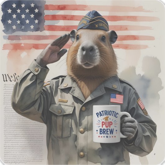 Veteran Capybara Sticker (Vorderseite)
