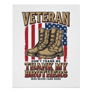 Veteran Danke Meinen Brüdern Vintage Militär-Shirt Poster