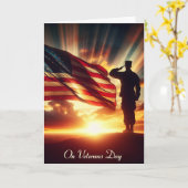 Veteran Day Saluting American Soldier Karte (Gelbe Blume)