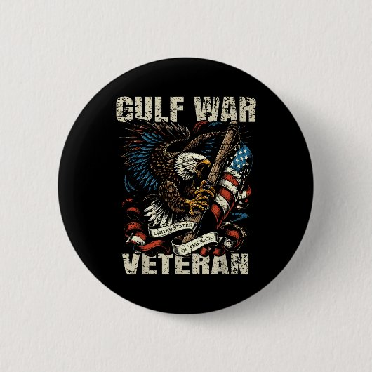 Veteran des Golfkriegs Patriotic Eagle Usa Flaggen Button (Vorderseite)