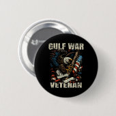 Veteran des Golfkriegs Patriotic Eagle Usa Flaggen Button (Vorne & Hinten)