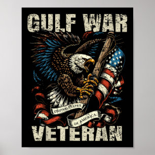 Veteran des Golfkriegs Patriotic Eagle Usa Flaggen Poster