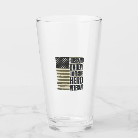 Veteran Ehemann Daddy Beschützer Held Flag Shirt D Glas (Vorderseite)