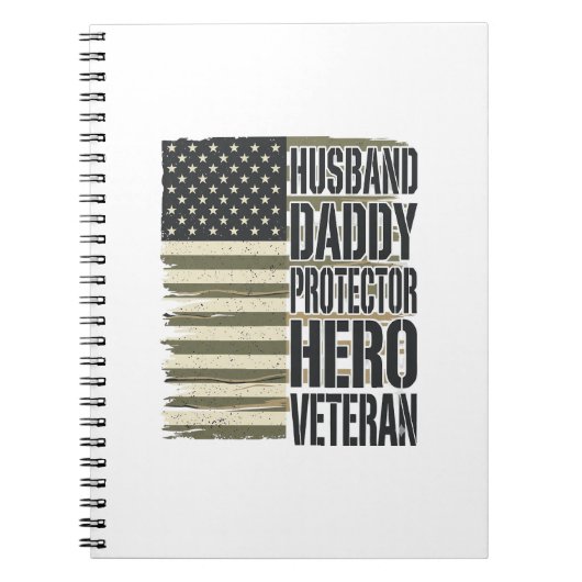 Veteran Ehemann Daddy Beschützer Held Flag Shirt D Notizblock (Vorderseite)