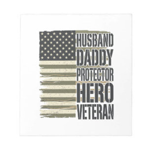 Veteran Ehemann Daddy Beschützer Held Flag Shirt D Notizblock