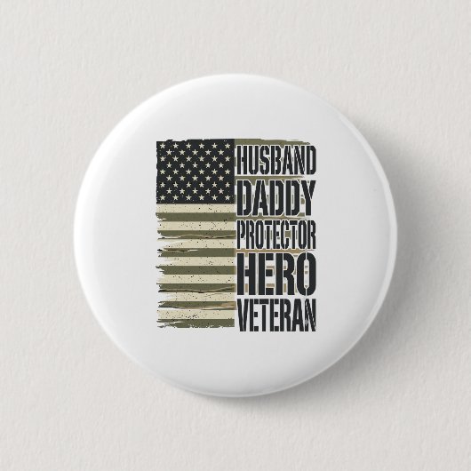 Veteran Ehemann Daddy Beschützer Held Flagge Shirt Button (Vorderseite)