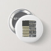 Veteran Ehemann Daddy Beschützer Held Flagge Shirt Button (Vorne & Hinten)