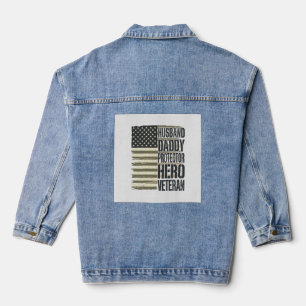 Veteran Ehemann Daddy Beschützer Held Flagge Shirt Jeansjacke