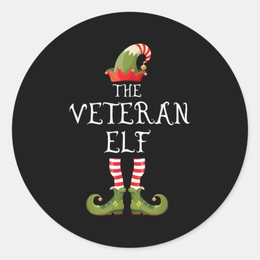 Veteran Elf Family Matching Group Christmas Us Arm Runder Aufkleber (Vorderseite)