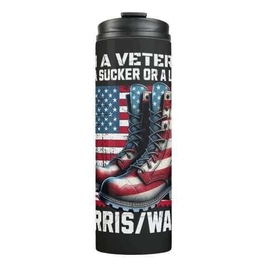 Veteran für die Harris-Walz-Wahl 2024 Thermosbecher (Vorderseite)