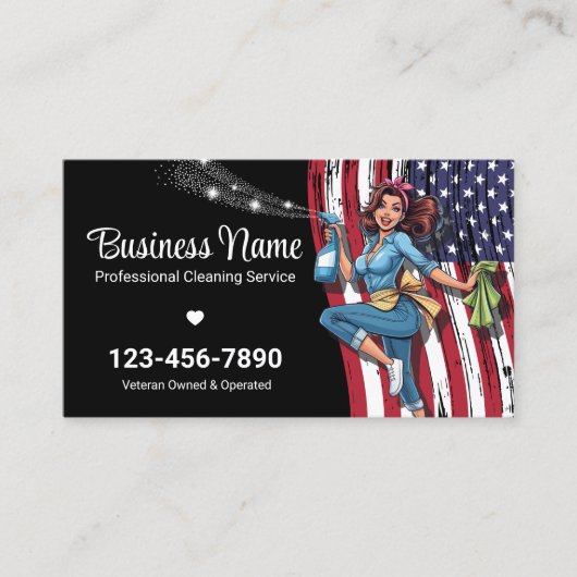 Veteran Hausreinigungsservice Black Visitenkarte (Vorderseite)
