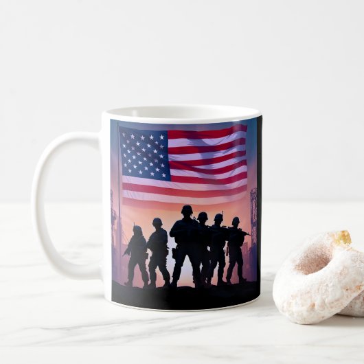Veteran Held Soldat 4. Juli Unabhängigkeitstag Kaffeetasse (Mit Donut)