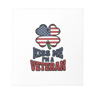 Veteran Küss Mich Patriotischer Klee Vintage-Shirt Notizblock