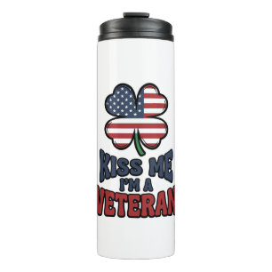 Veteran Küss Mich Patriotischer Klee Vintage-Shirt Thermosbecher