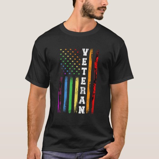 Veteran LGBTQ Rainbow Flag Gay Lesbian US Army Tra T-Shirt (Vorderseite)