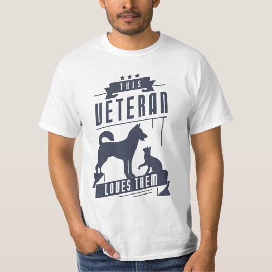 Veteran Lieben Hunde und Katze T-Shirt (Vorderseite)