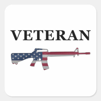 Veteran-M16-Aufkleber Quadratischer Aufkleber