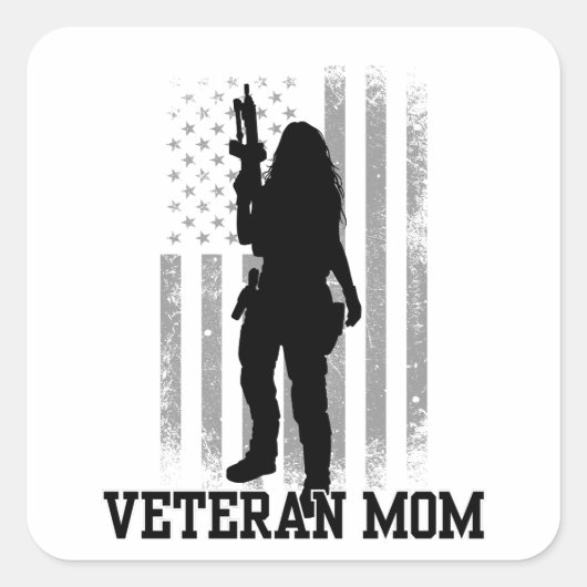 Veteran-Mama Quadratischer Aufkleber (Vorderseite)