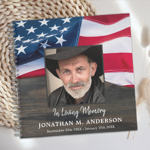 Veteran Memorial Funeral American Flag GastBook Notizblock